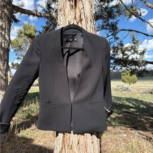 Mango Black Open-Front Blazer